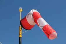 Single Obstruction Light mounted to Windsock Pole 